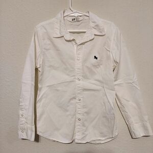 H&M Boys White Casual Cotton Button Down Shirt  Size 6-7